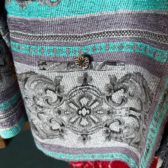 Sag Harbor Tapestry Jacket Boho Floral Scroll Embroidered Blazer - Picture 3 of 6